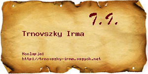 Trnovszky Irma névjegykártya